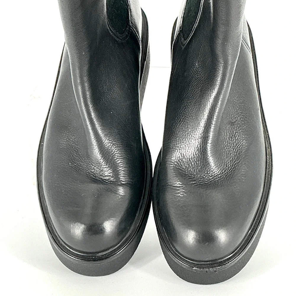 Vince. Size 7 Black‎ Leather Platform Chelsea Boots Water Repellent Pinecrest